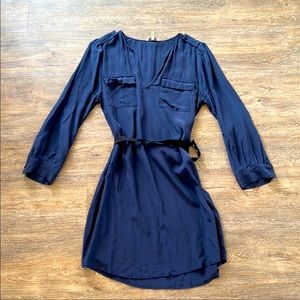 Joie navy silk belted dress size medium